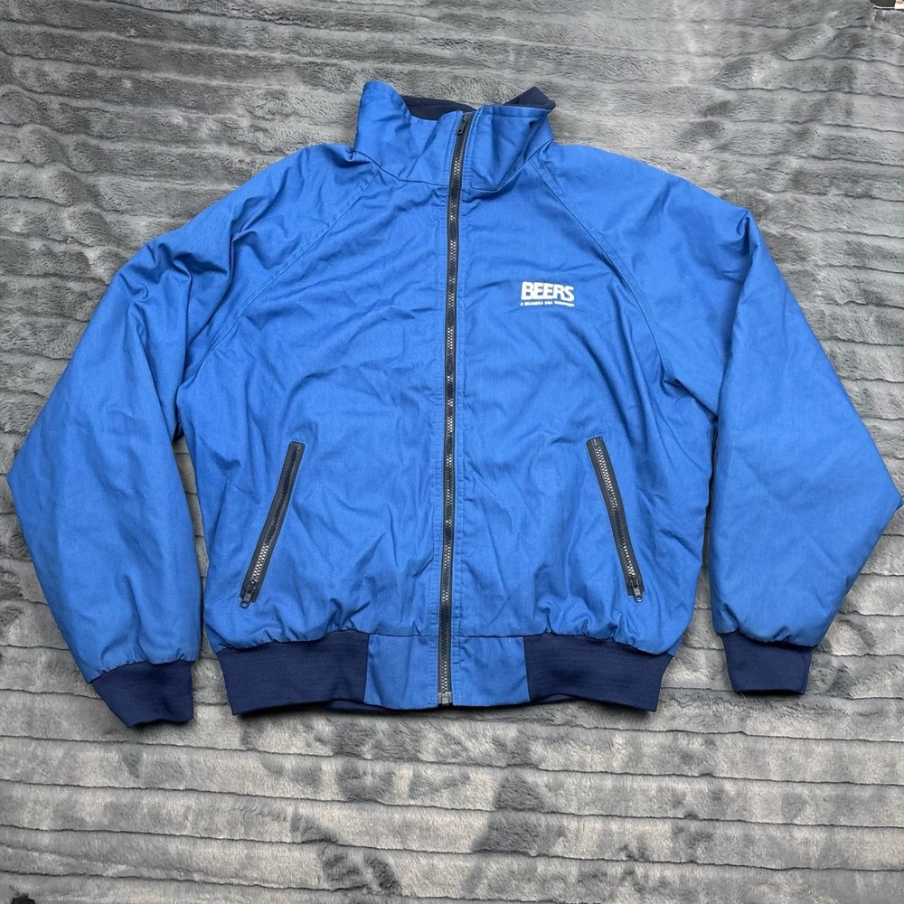 Vintage Sportsmaster Mens XL Blue Fleece Lined Bomber Jacket Made in USA 9153